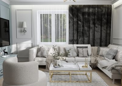 Gabinet / pokój gościnny z łazienką w stylu Hampton